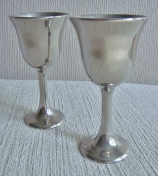 Lovely Quality Pair Of Vintage F.  B Rogers Silver Ep Small Sherry Liquer Goblets photo