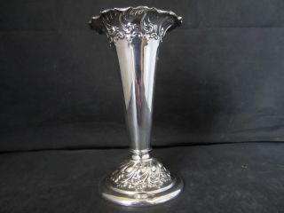 Victorian Solid Silver Fluted Trumpet Vase By F.  Bs Ltd - Sheffield - 1899 photo