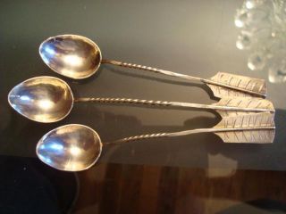 Russian 84 Engraved 3 Silver Tea Spoons photo