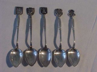 5 Rare Bogata Sterling Silver Crest Demitasse Spoons,  A T N Silversmiths photo
