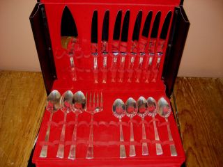 Gorgeous 42 Pc George Butler Sheffield Silverplate Cutlery Set W Case photo