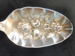 Tiffany Palm Design Vintage Sterl Silver Fruit Serving Spoon Deep Relief Bowl photo
