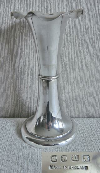 Large Tall Unusual Ornate Vintage Art Deco Silver Epns Trumpet Shape Flower Vase photo