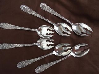 6 Sterling Silver Stieff Rose Ice Cream Forks,  Mono - Dwkh,  29g/each,  5 13/16in Lg photo