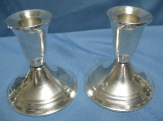 Pair Vintage Duchin Sterling Silver Weighted Candlesticks/holders 4 