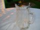 Antique Watson Sterling Silver/cut Frosted Glass Honey/syrup Pitcher,  Carved Bee Pitchers & Jugs photo 1