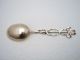 Heavy Figural Ribbon Sterling Serving Berry Spoon W Gold Wash 9 5/8 