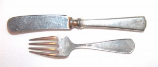 Antique Whiting Sterling Silver Baby Child Fork And Knife photo