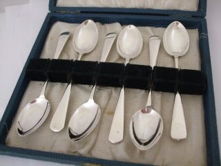 Solid Silver Set 6 Spoons Birmingham 1921 Old English Pattern 79 Grams photo