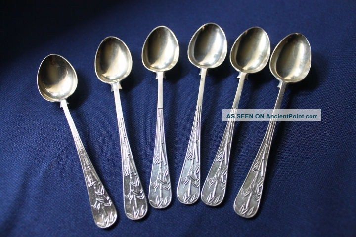 Six Chinese Export Silver Demitasse Spoons,  Marked H C For Hung Chong Asia photo