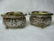 Antique (1893) Hand Chase Repousse Sterling Salt Cellars By Howard & Co.  432 Gr Bowls photo 1
