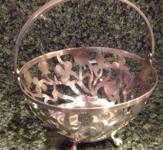 Footed Sterling Silver Shamrock Basket By The Merrill Shops 88.  6 Grams photo