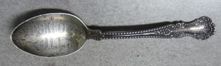 Gorham Sterling Silver Souvenir Spoon Rockford,  Ill.  Pat.  1899 16.  4 Grams 5 1/4 