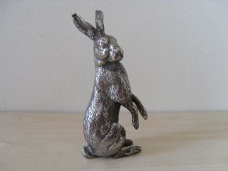 Silver Plate Metal Hare Rabbit Bunny Animal Figurine Paperweight photo