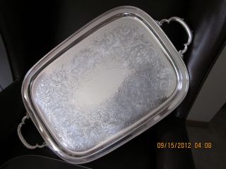 Heavy Georgian Court Silverplate Waiter ' S Tray With Plastic Shield photo