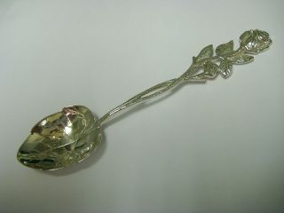 Vintage Silver Rose Design Jam Spoon photo
