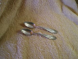 Silverplate Spoons,  Pair,  Rockford Sp Co 5,  Garland & Ribbon Design photo