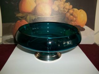 Sterling Silver Bowl,  Vintage Alvin 4in Base,  Blue Glass Bowl.  Think Thanksgiving photo