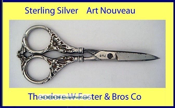 Antique Art Nouveau St Silver Nail Manicure Pair Scissors Foster & Bros (5078) Other photo