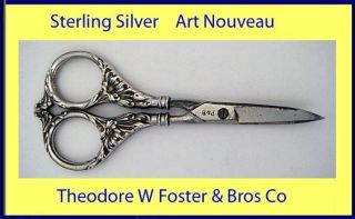 Antique Art Nouveau St Silver Nail Manicure Pair Scissors Foster & Bros (5078) photo