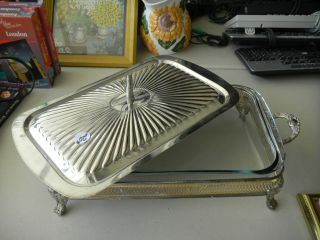 Silver Plated And Glass Casserole Dish - Removable Glass photo
