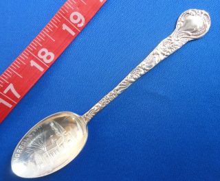Fancy Engraved Historic Church Norfolk Virginia Antique Sterling Souvenir Spoon photo