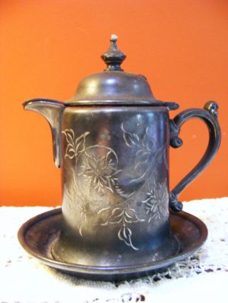 Vintage Quad Silver Plated Mini Tea Pot Tray Newbedford Mass.  Pairpoint Mfg photo