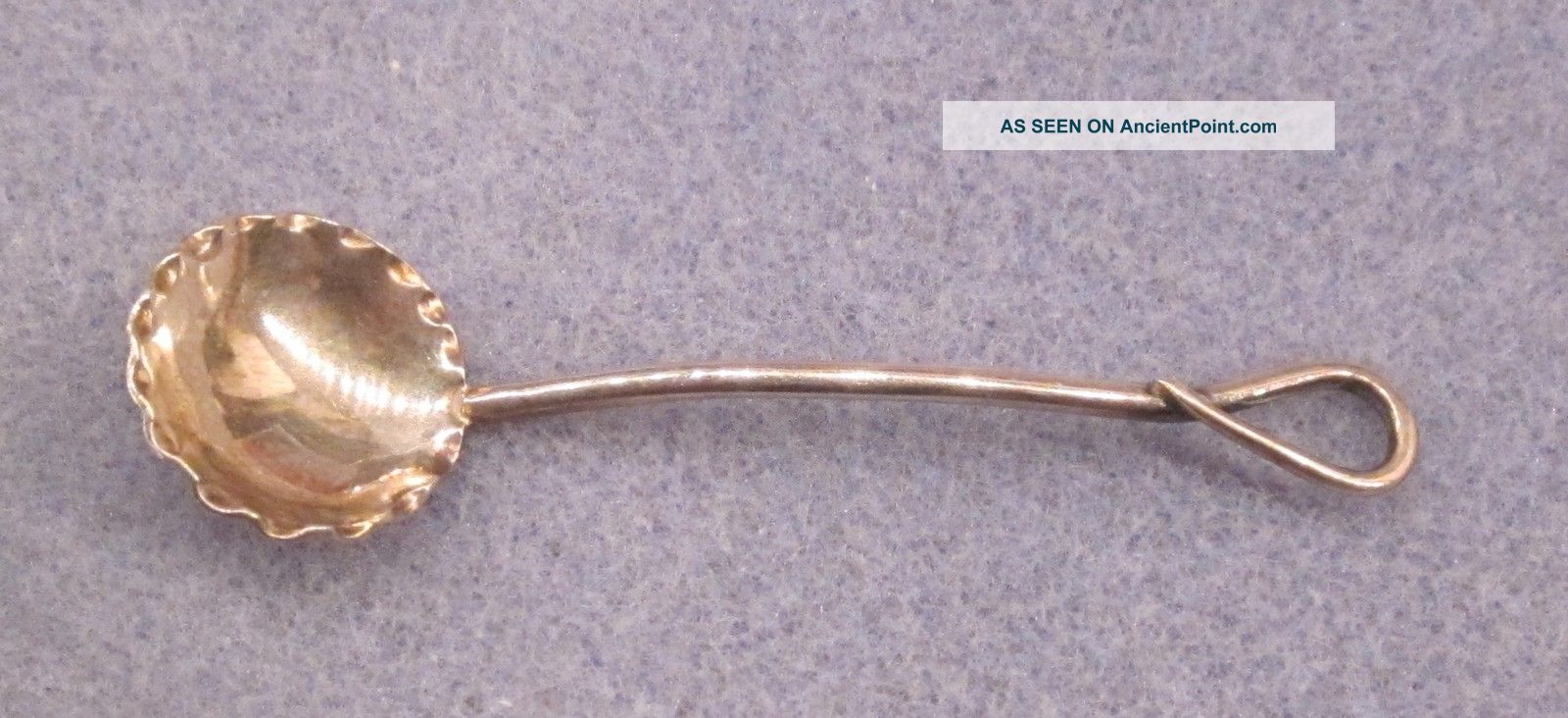 Estate Birmingham Sterling Silver Looped Handle Salt Spoon Hlmrk Anchor Lion S Miniatures photo