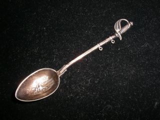 Sterling Silver Small Souvenir Spoon W/ Sword Stem & Horse - 8.  6 Gms - 4 
