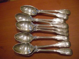 10 Solid Silver Fiddle And Thread Tea Spoons George Adams 1847 289.  5 photo