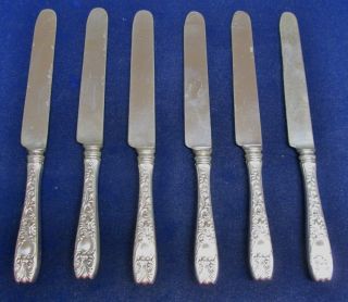 Antique Ornate Silver Hollow Handle Knives Royal Gorham 1888 photo