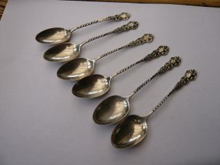 Set 6 Antique Vintage Solid Silver Victorian Gothic Edwardian Spoons Not Scrap photo