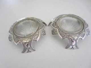 Pair Celtic Design Silver Plated Salts. . .  Circa 1900. . . photo