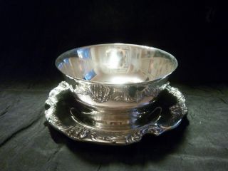 Rare Reed & Barton King Francis Silverplate Gravy Bowl W/attach Underplate photo