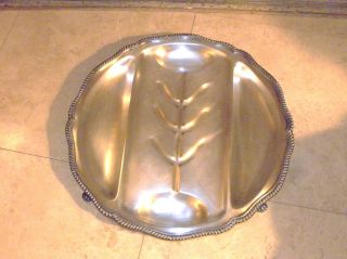 English Silverplate Silver Plated Tray Serving Turkey Meat Platter Tray W Handle photo