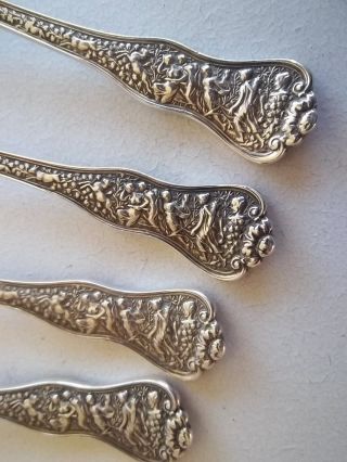 Set Of 4 Sterling Tiffany & Co Spoons Olympian Hunting Men Toga ' S Medallion Face photo