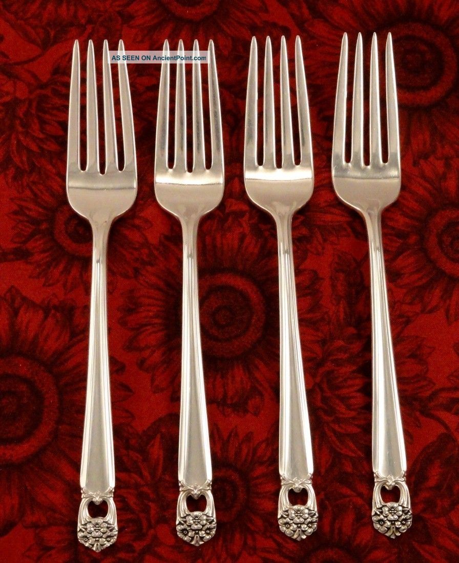 1847 Rogers Eternally Yours Set 4 Dinner Forks Vintage 1941 Silver Plate International/1847 Rogers photo