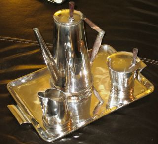 Reduced Extraordinary Mid Century Sterling Silver Tea Set. photo
