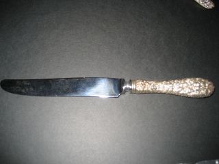 Stieff Rose Pattern Silver Knife 81 Grams.  925 Sterling 9 Inches photo