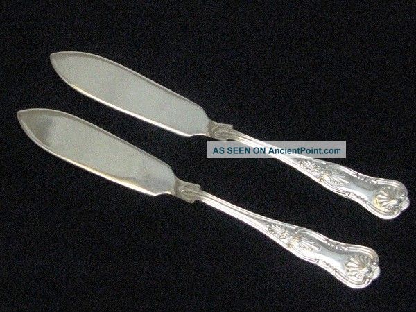 Pair English Sterling Silver Kings Butter Knives Other photo