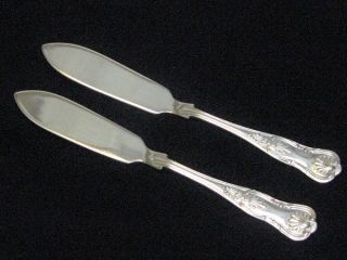 Pair English Sterling Silver Kings Butter Knives photo