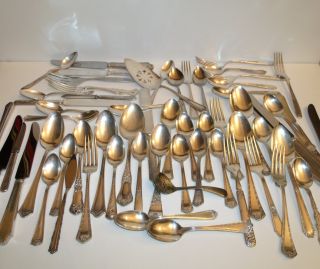 62 Pcs Various American Silver Plate Companies,  Various Pieces - Embassy Rogers photo