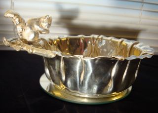 Excellent Old Figural Squirrel On Branch Quadruple Silverplate Nut Bowl photo