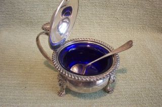 Birks - Ellis,  Silverplated Compote,  Mustard Pot W/ Matching Spoon & Insert photo