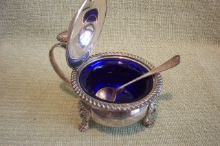 Birks - Ellis,  Silverplated Compote,  Mustard Pot W/ Matching Spoon & Insert photo