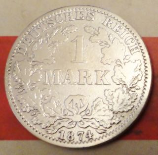 Extremly Rare 1 Mark 1874 A Germany Silver Coin Munich Mint photo