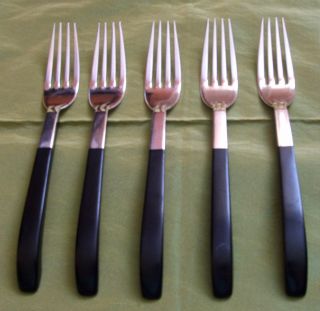 Lunt Sterling Contrast Pattern Ca.  1956 5 Dinner Forks Lot 3 Mid - Century photo