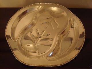 Unique Vintage Silver Meat & Sides Meal Serving Tray 18 