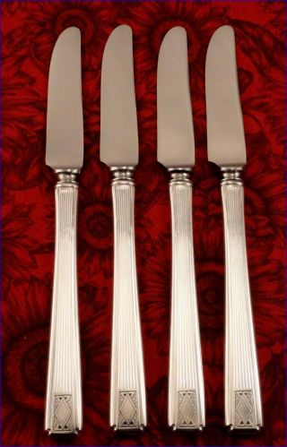 4 Community Noblesse Hh Bolster Grille Knives Vintage 1930 Deco Silver Plate photo