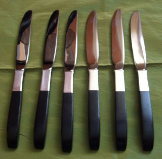 Lunt Sterling Contrast Pattern Ca.  1956 6 Dinner Knives Lot 1 Mid - Century photo
